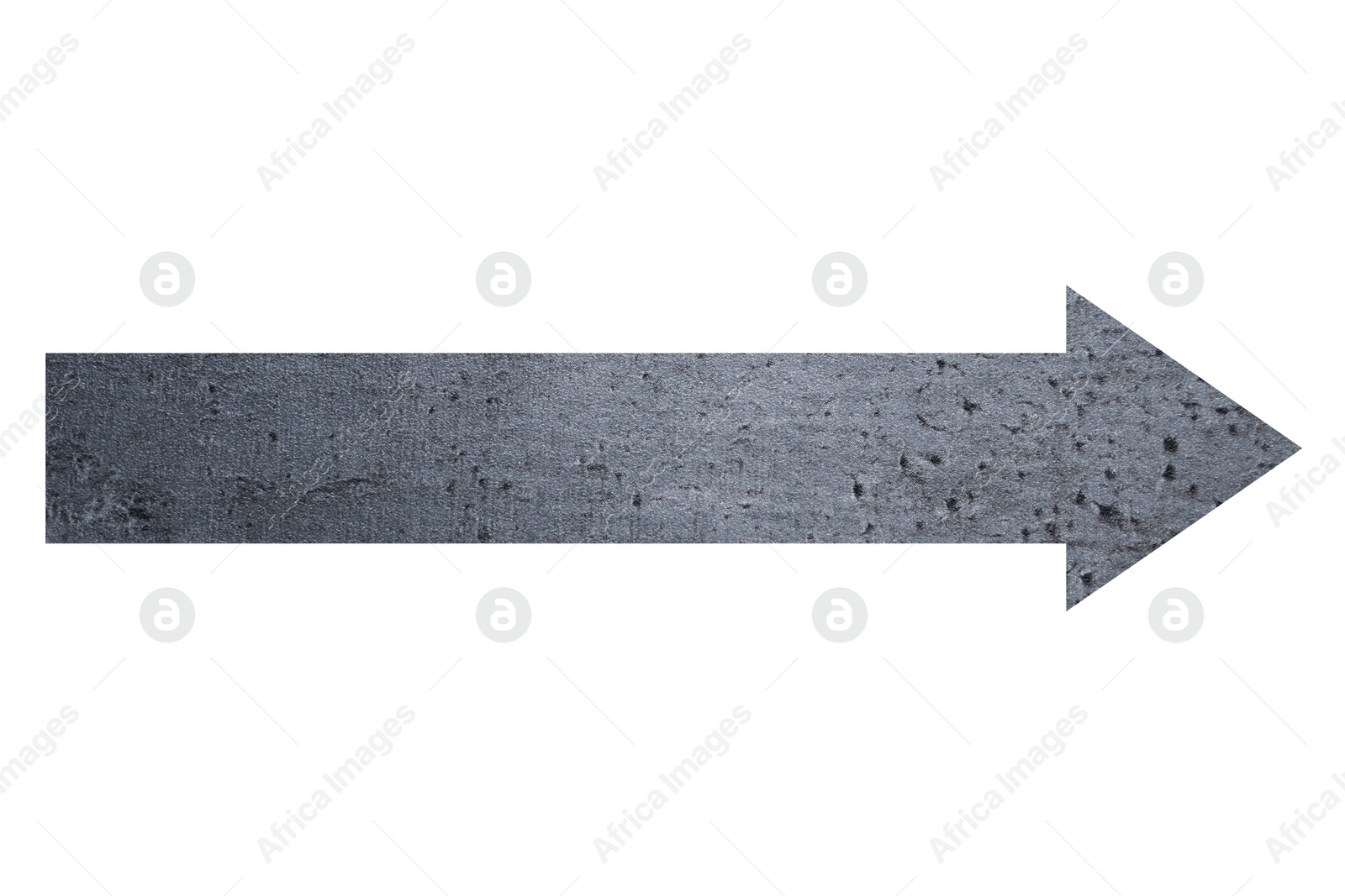 Image of Arrow with texture of grey stone surface isolated on white