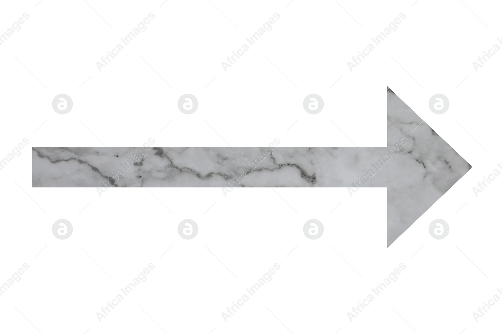 Image of Arrow with texture of grey marble surface isolated on white