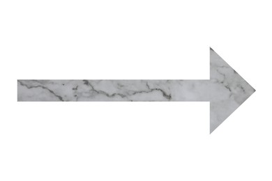 Image of Arrow with texture of grey marble surface isolated on white