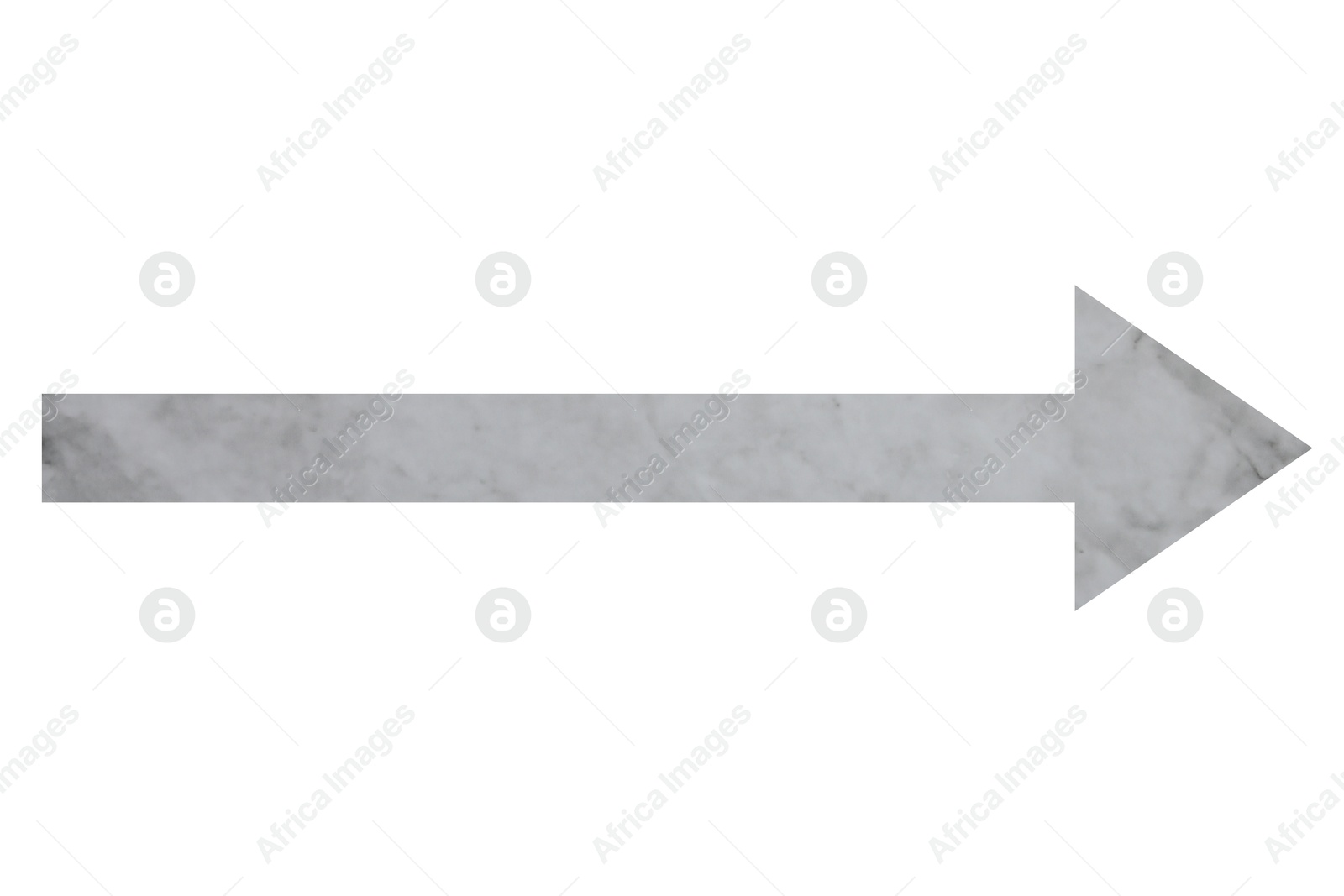 Image of Arrow with texture of grey marble surface isolated on white