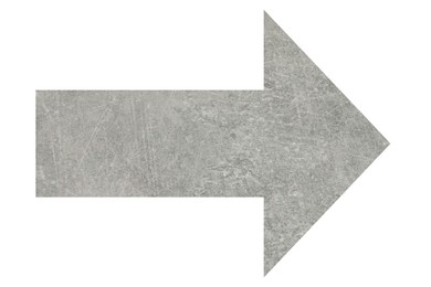 Image of Arrow with texture of light grey stone surface isolated on white