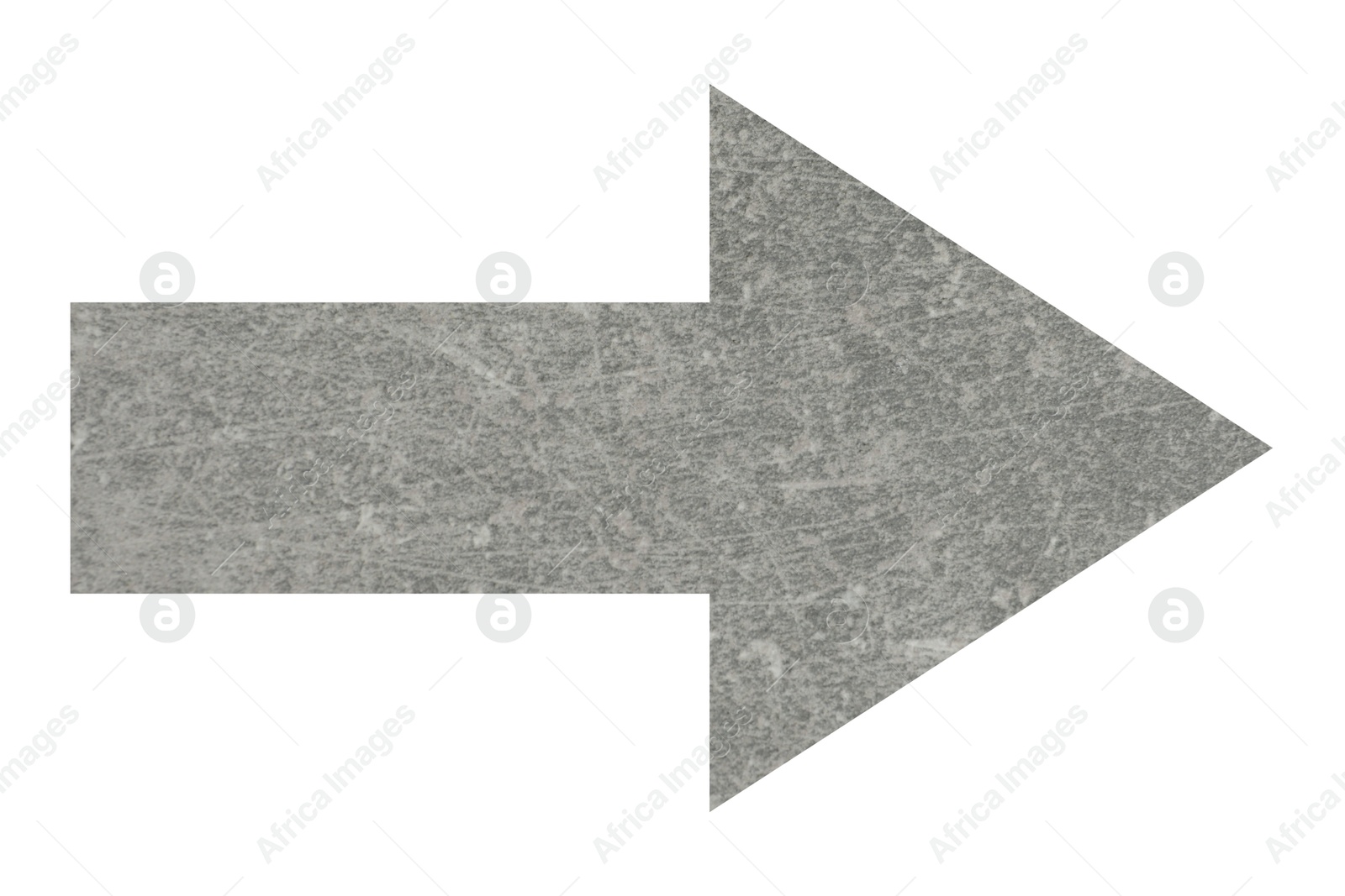 Image of Arrow with texture of grey stone surface isolated on white