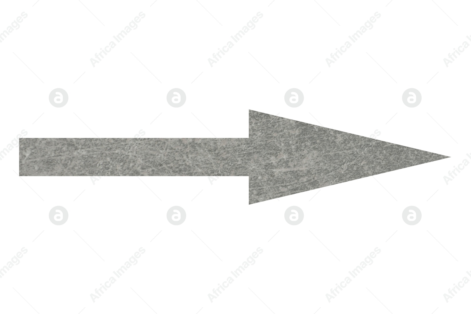 Image of Arrow with texture of grey stone surface isolated on white