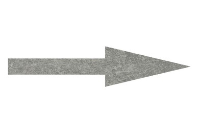 Image of Arrow with texture of grey stone surface isolated on white