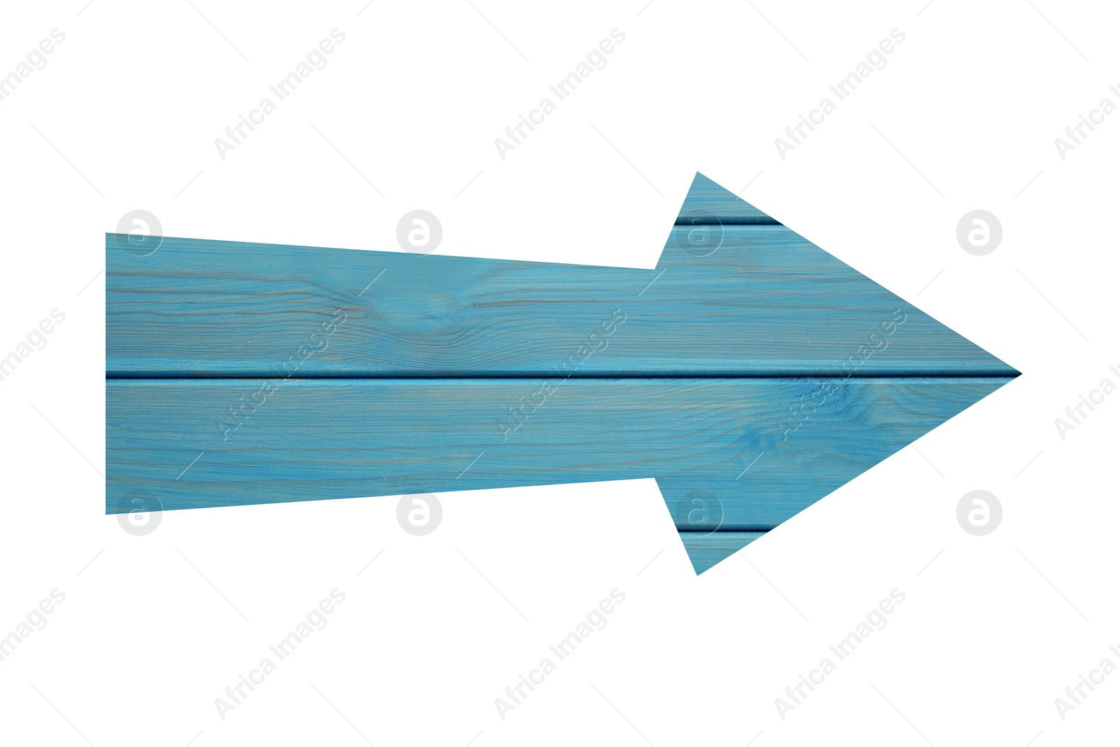 Image of Arrow with light blue wooden texture isolated on white