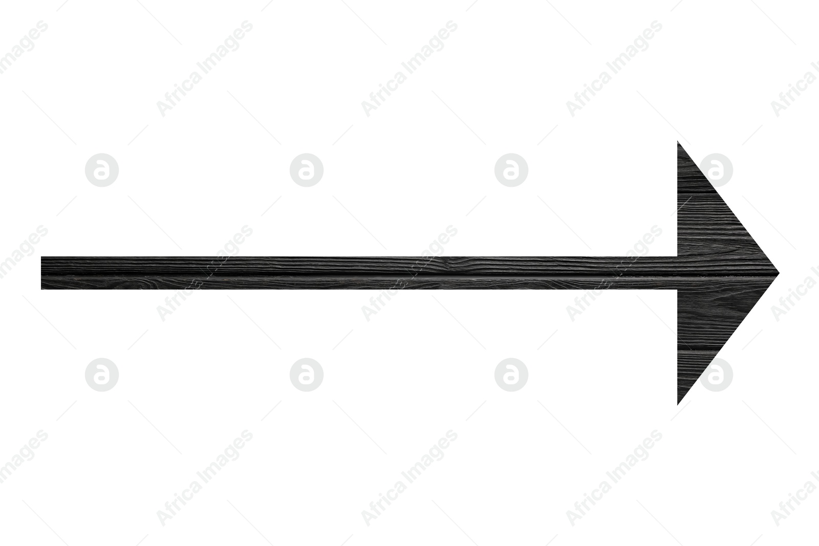 Image of Arrow with black wooden texture isolated on white