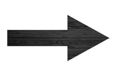 Image of Arrow with black wooden texture isolated on white