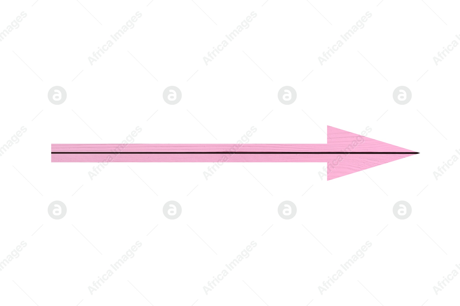 Image of Arrow with pink wooden texture isolated on white