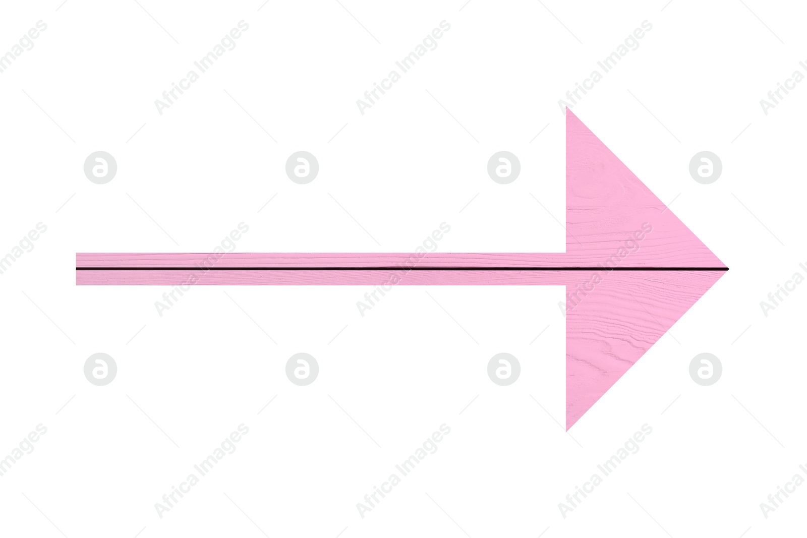 Image of Arrow with pink wooden texture isolated on white