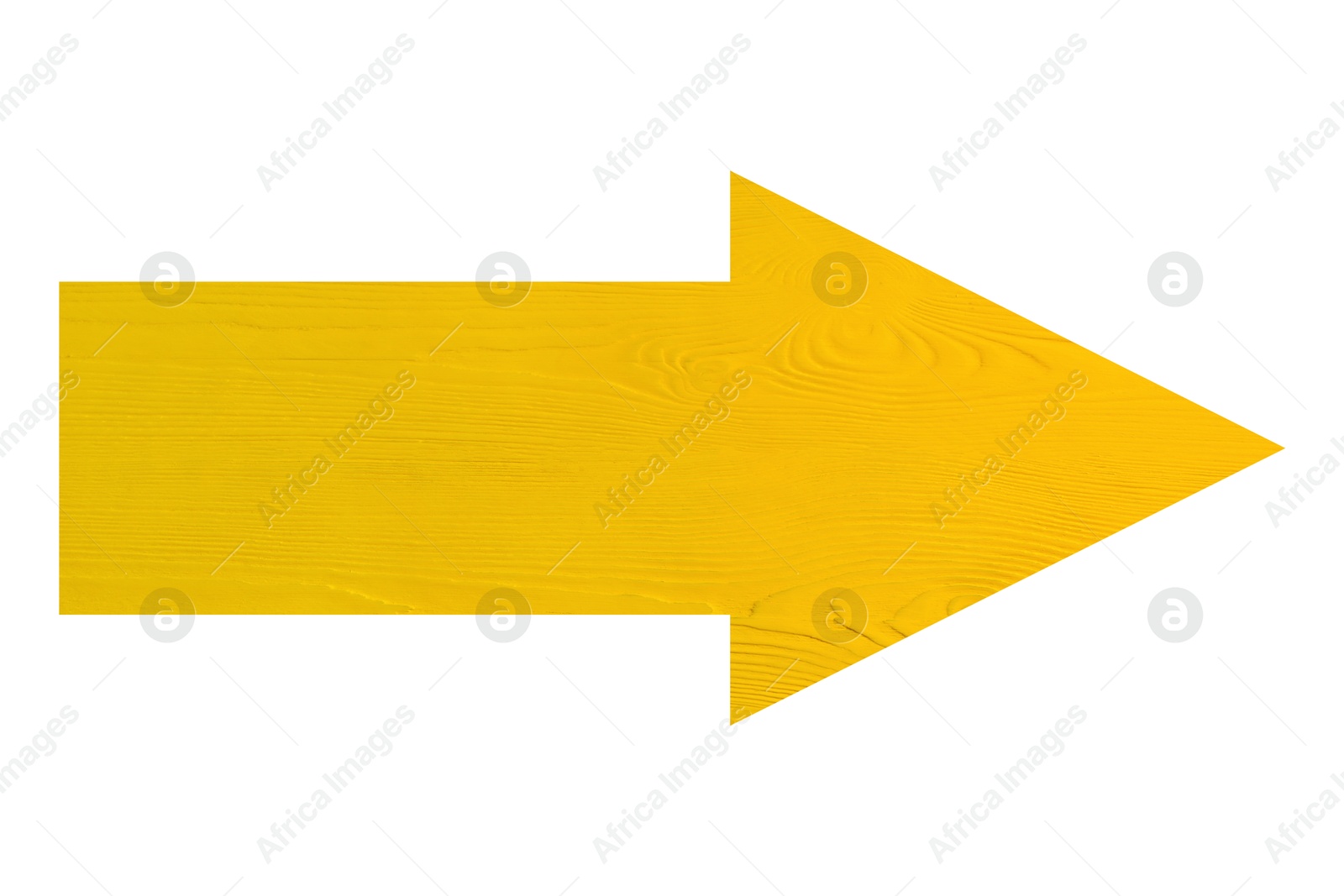 Image of Arrow with yellow wooden texture isolated on white