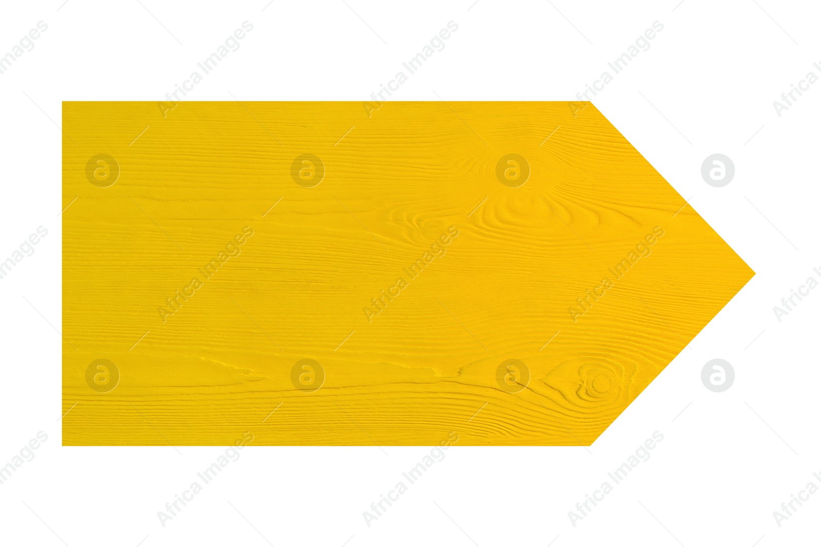 Image of Arrow with yellow wooden texture isolated on white