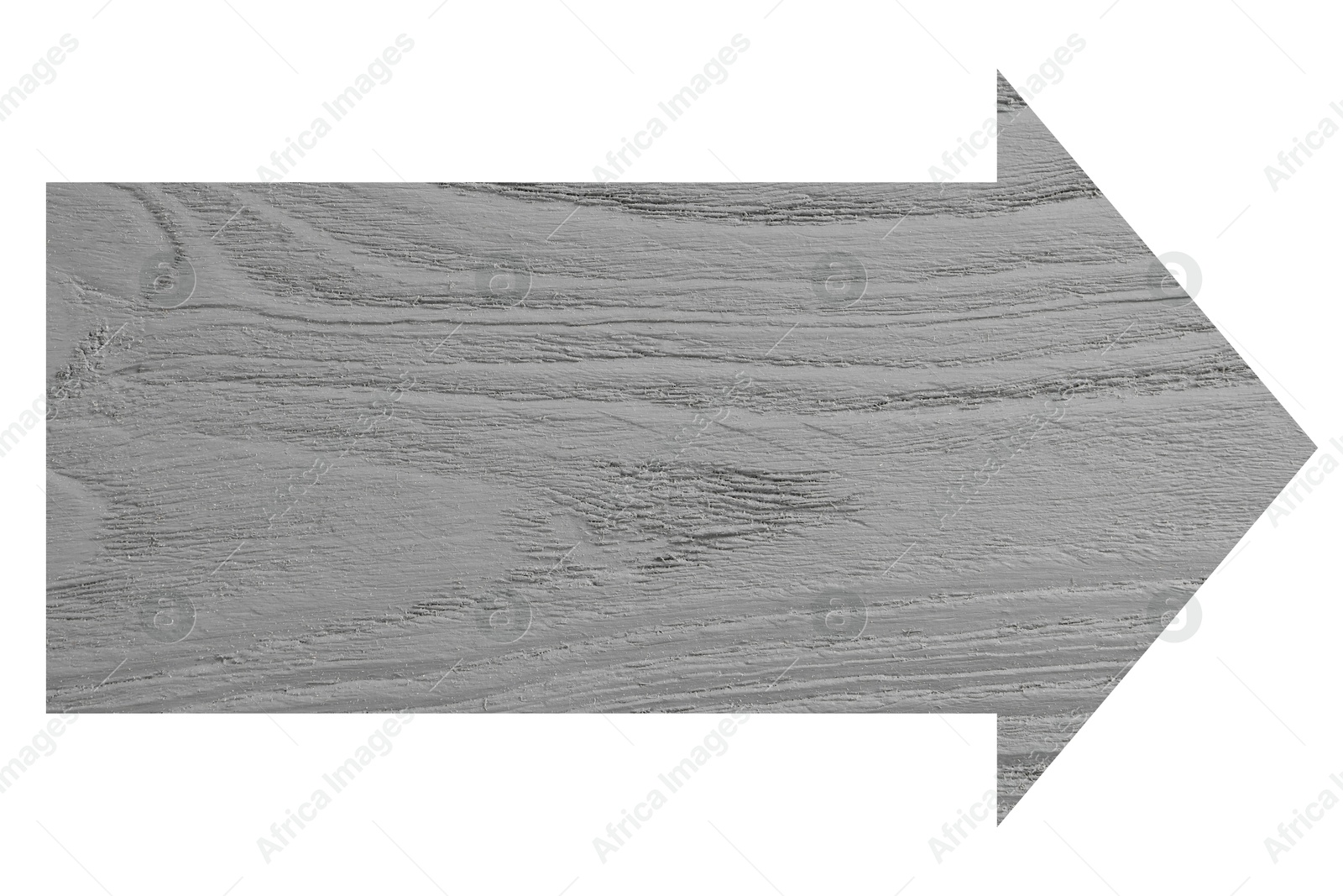 Image of Arrow with light grey wooden texture isolated on white