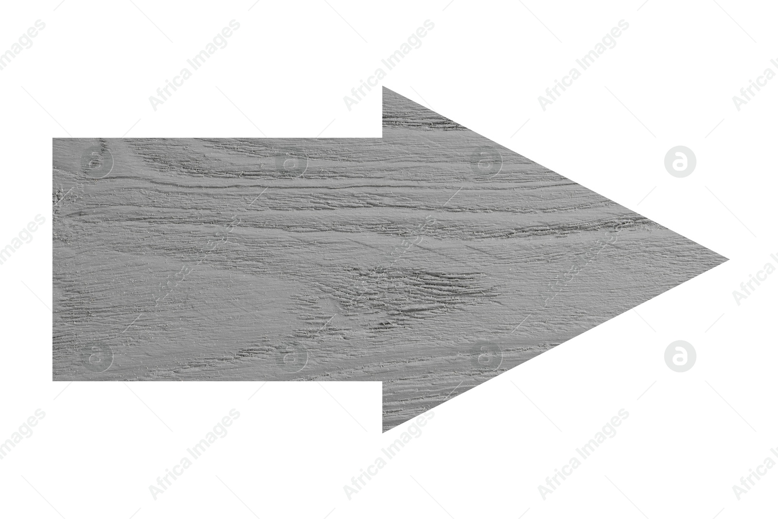 Image of Arrow with light grey wooden texture isolated on white