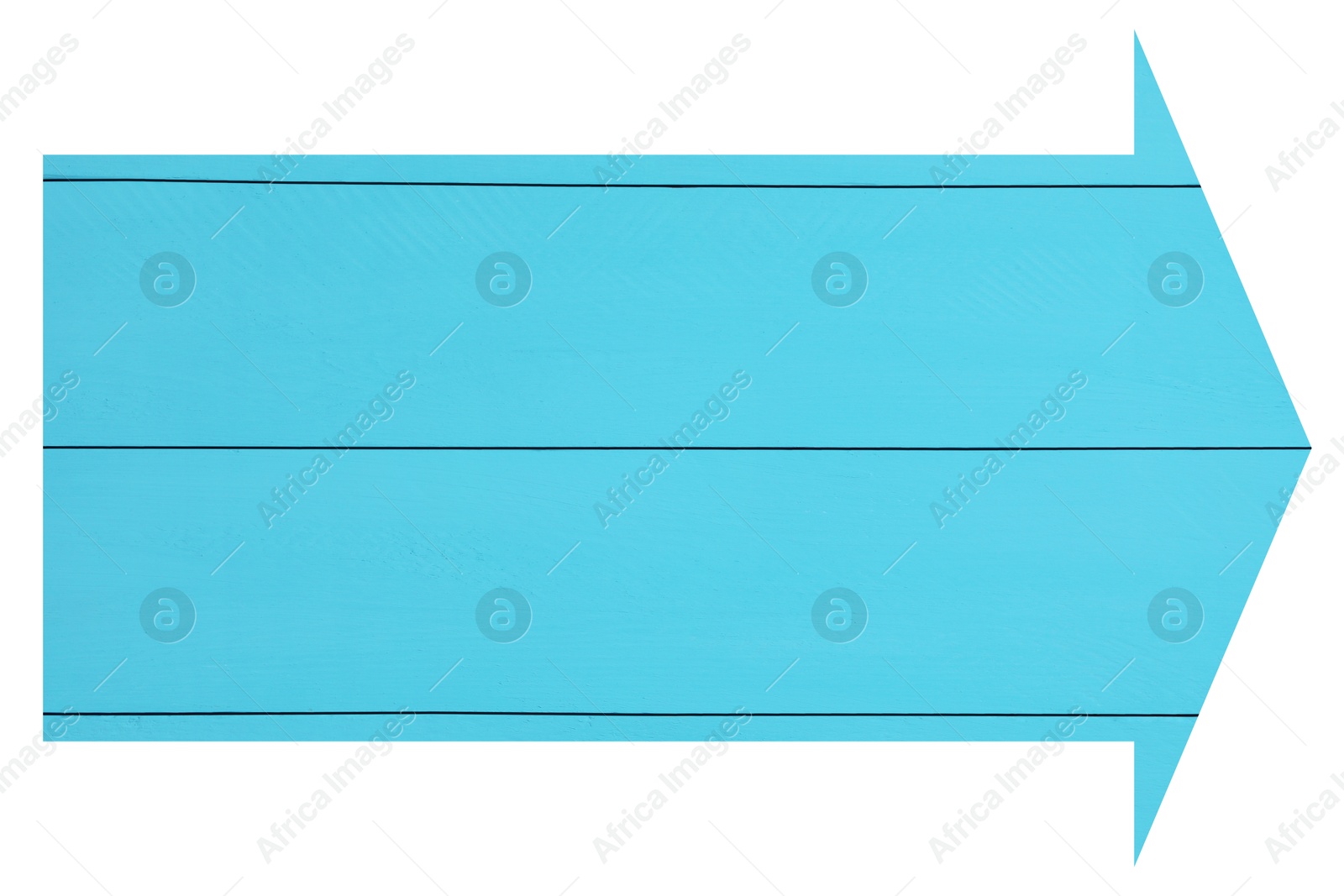 Image of Arrow with light blue wooden texture isolated on white