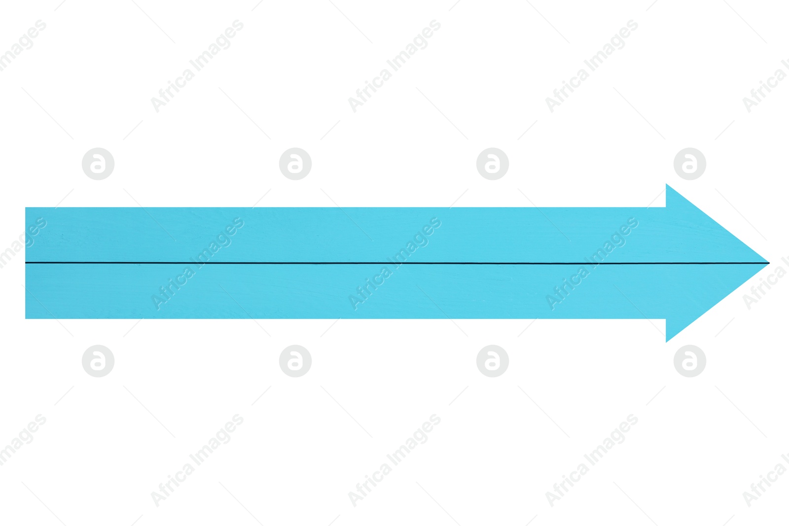 Image of Arrow with light blue wooden texture isolated on white