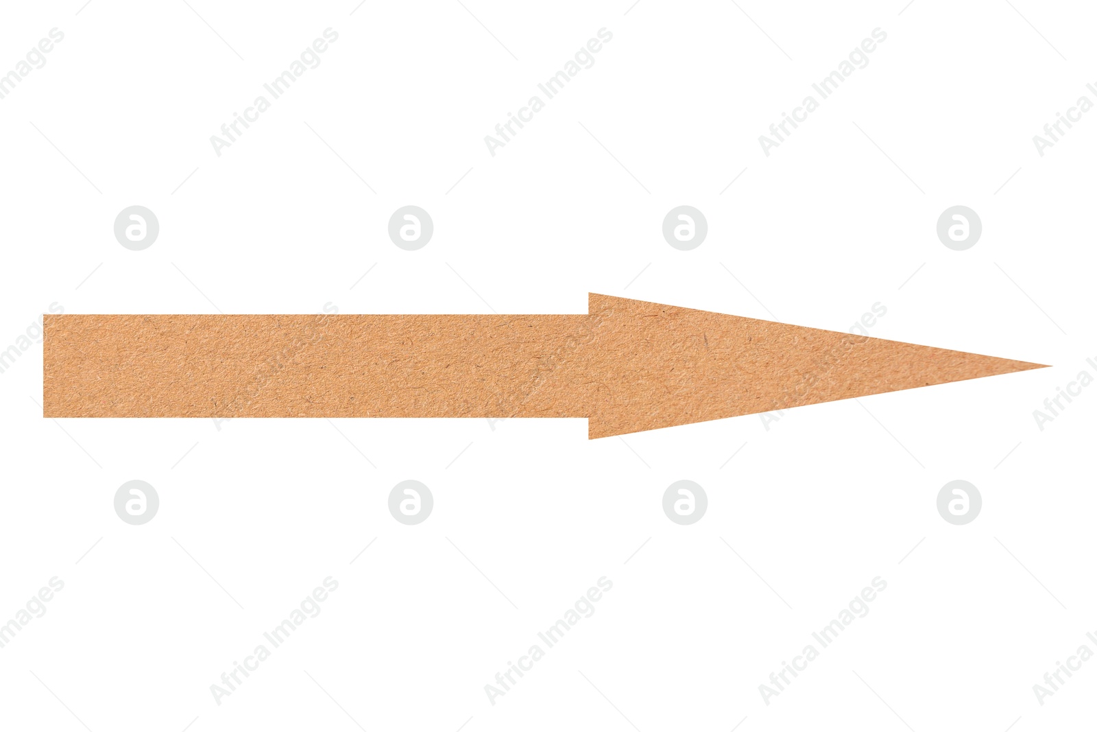 Image of Arrow with texture of kraft paper isolated on white