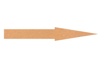 Image of Arrow with texture of kraft paper isolated on white