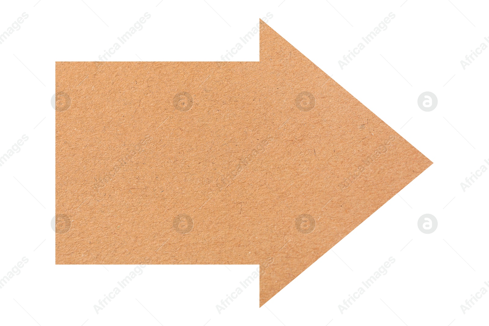 Image of Arrow with texture of kraft paper isolated on white