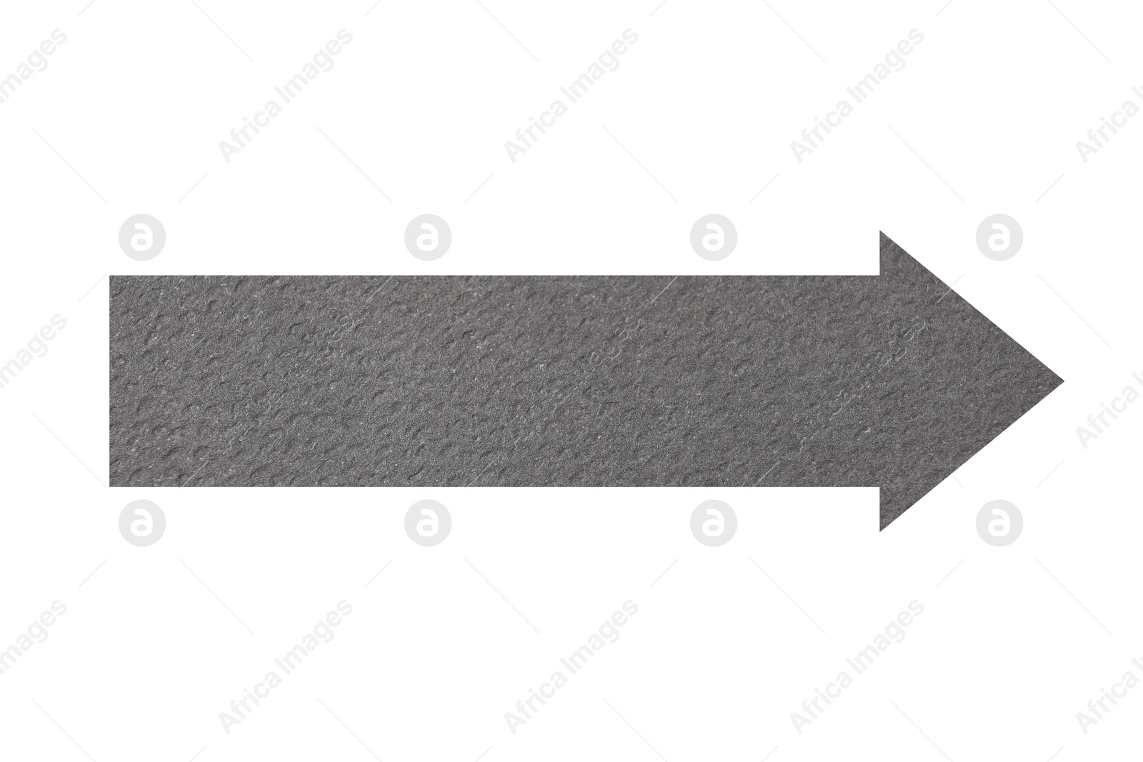 Image of Arrow with texture of grey paper isolated on white