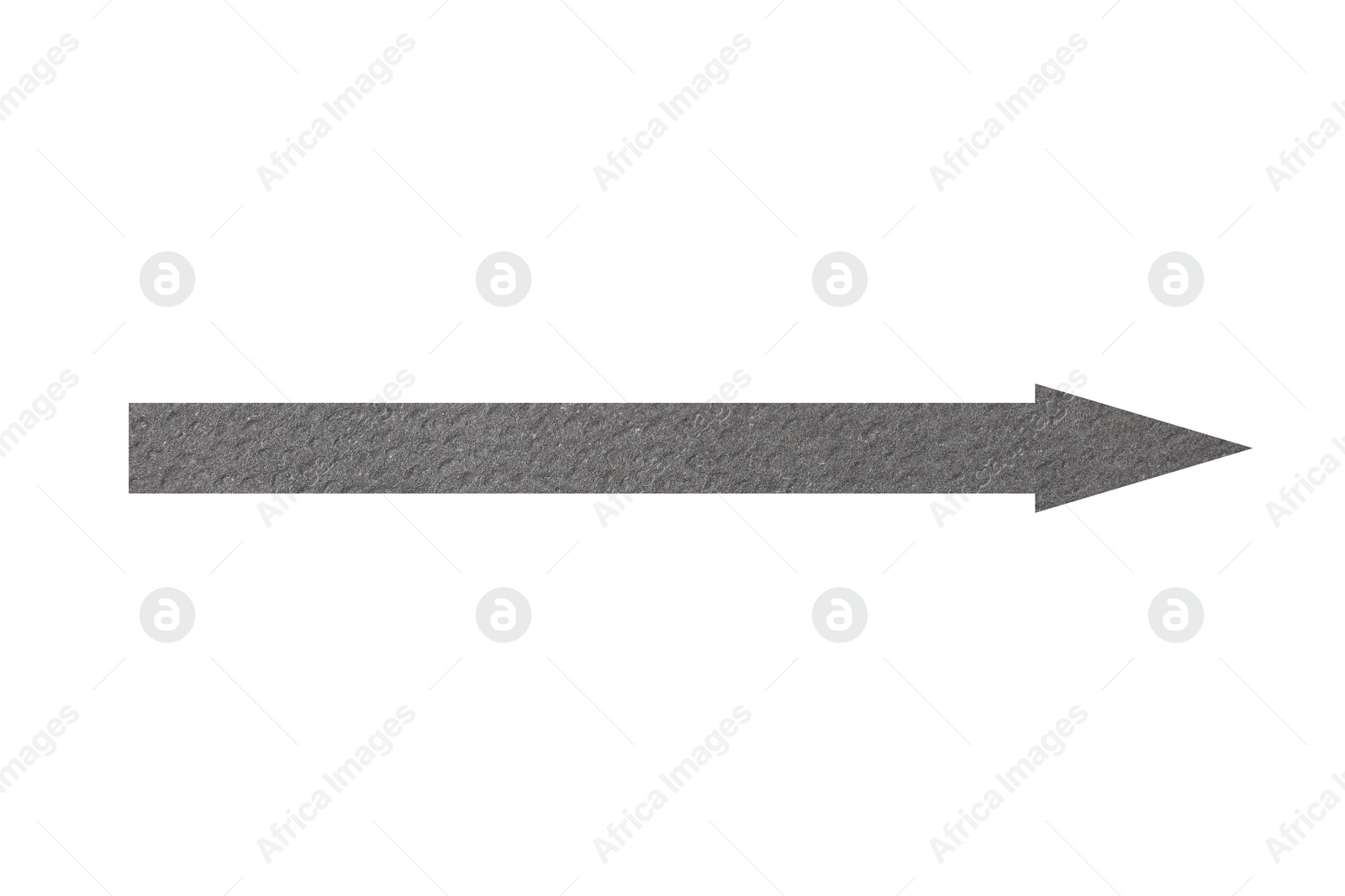 Image of Arrow with texture of grey paper isolated on white