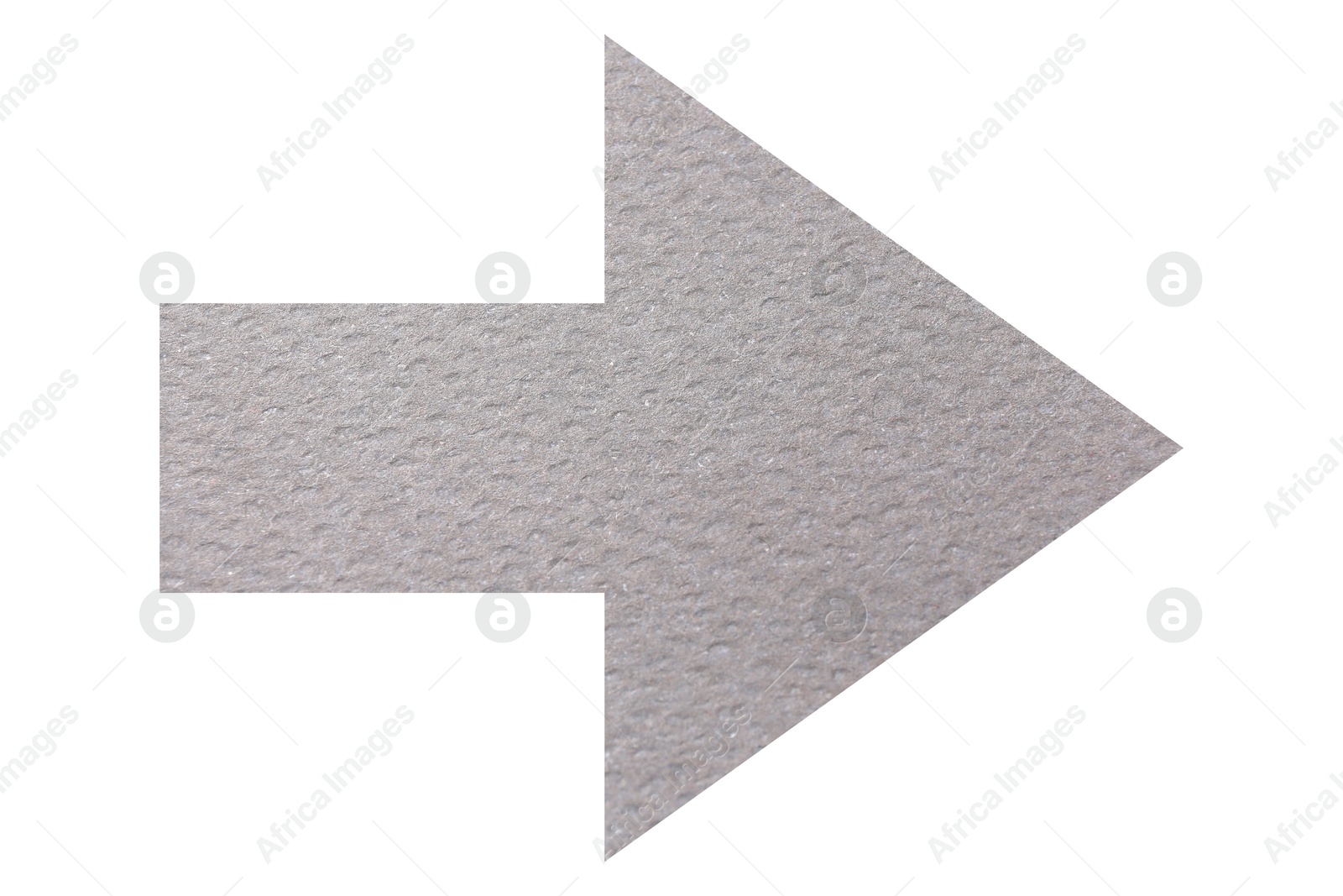 Image of Arrow with texture of light grey paper isolated on white