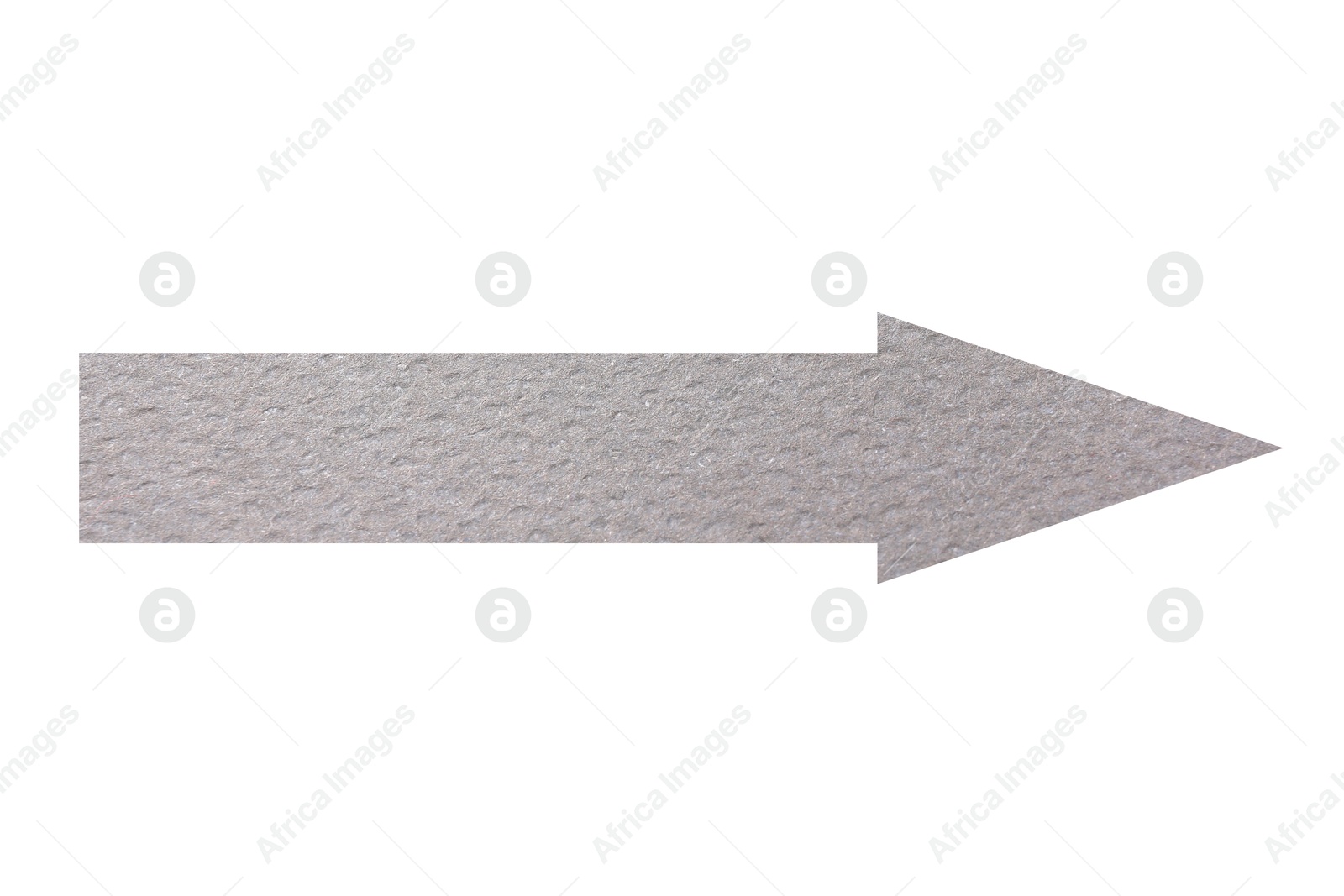 Image of Arrow with texture of light grey paper isolated on white