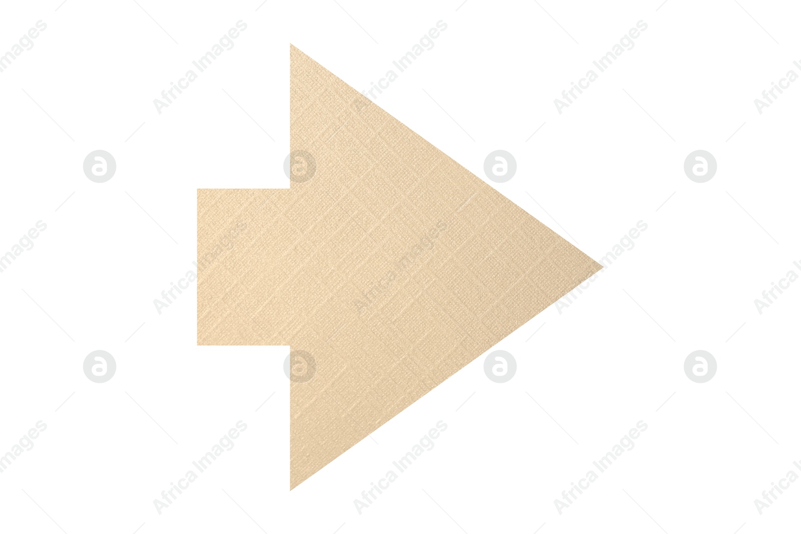 Image of Arrow with texture of beige paper isolated on white