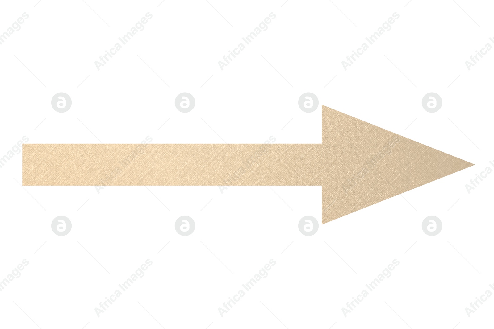 Image of Arrow with texture of beige paper isolated on white