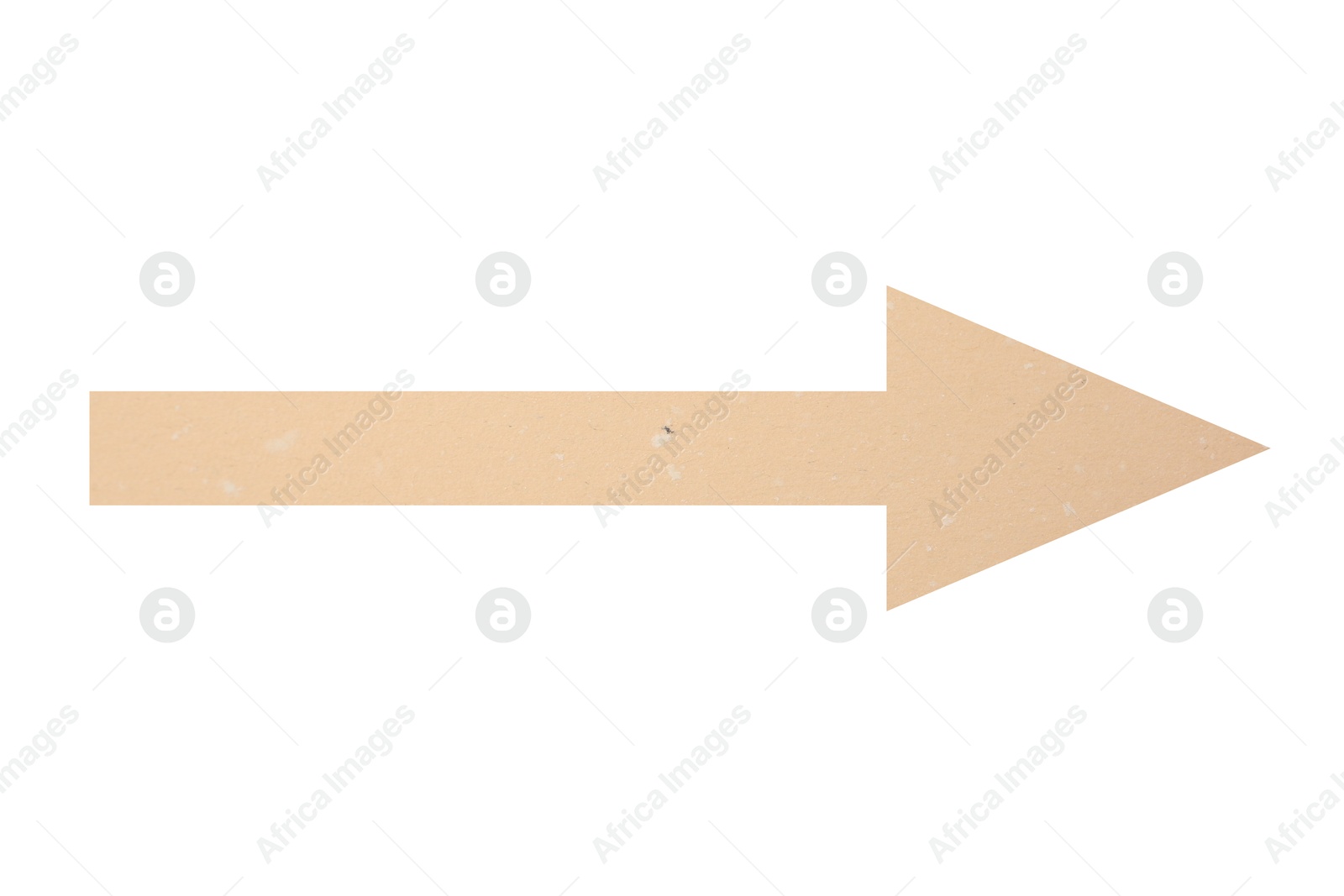 Image of Arrow with texture of beige paper isolated on white