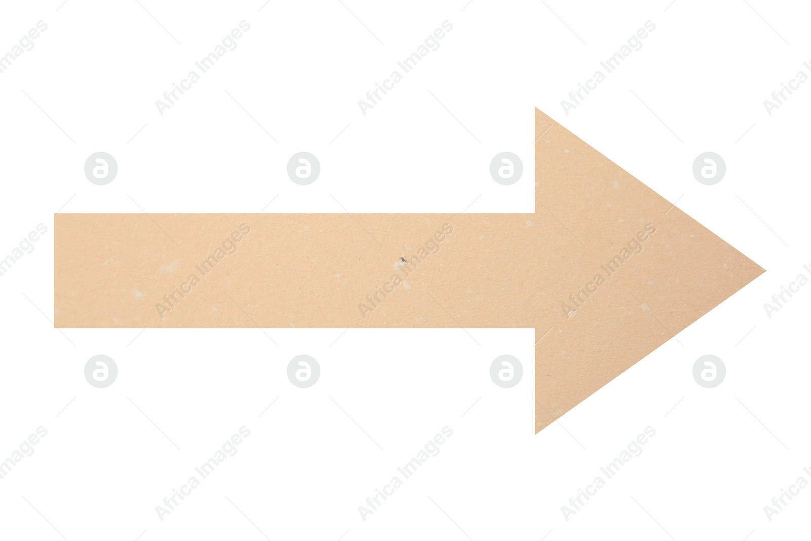 Image of Arrow with texture of beige paper isolated on white