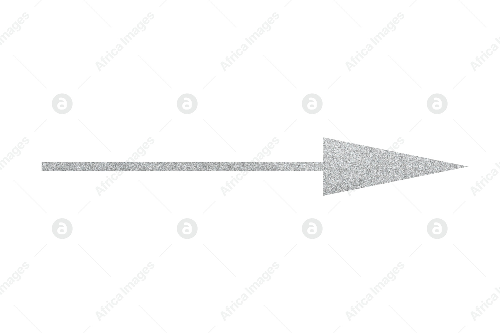 Image of Arrow with texture of silver material isolated on white