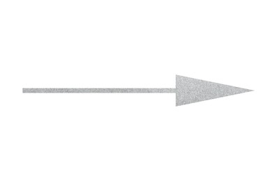 Image of Arrow with texture of silver material isolated on white