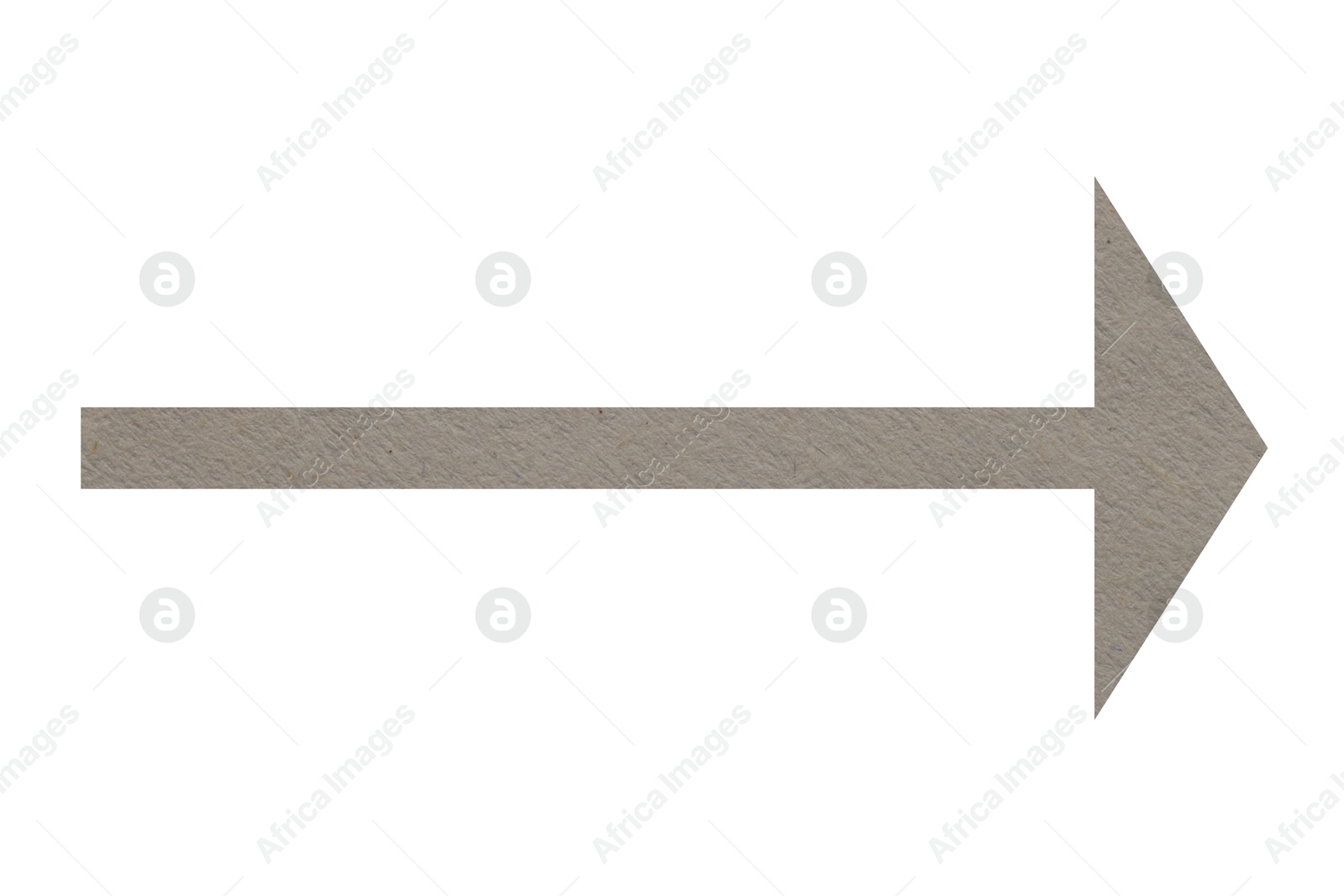 Image of Arrow with texture of beige grey paper isolated on white