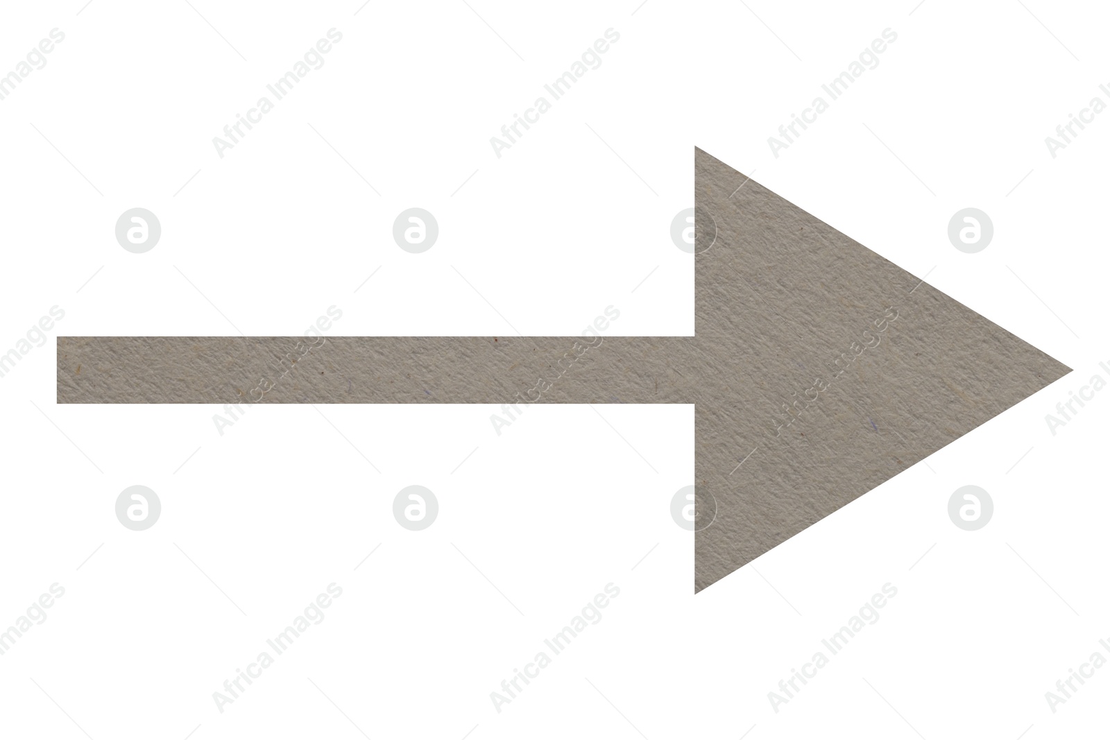 Image of Arrow with texture of beige grey paper isolated on white