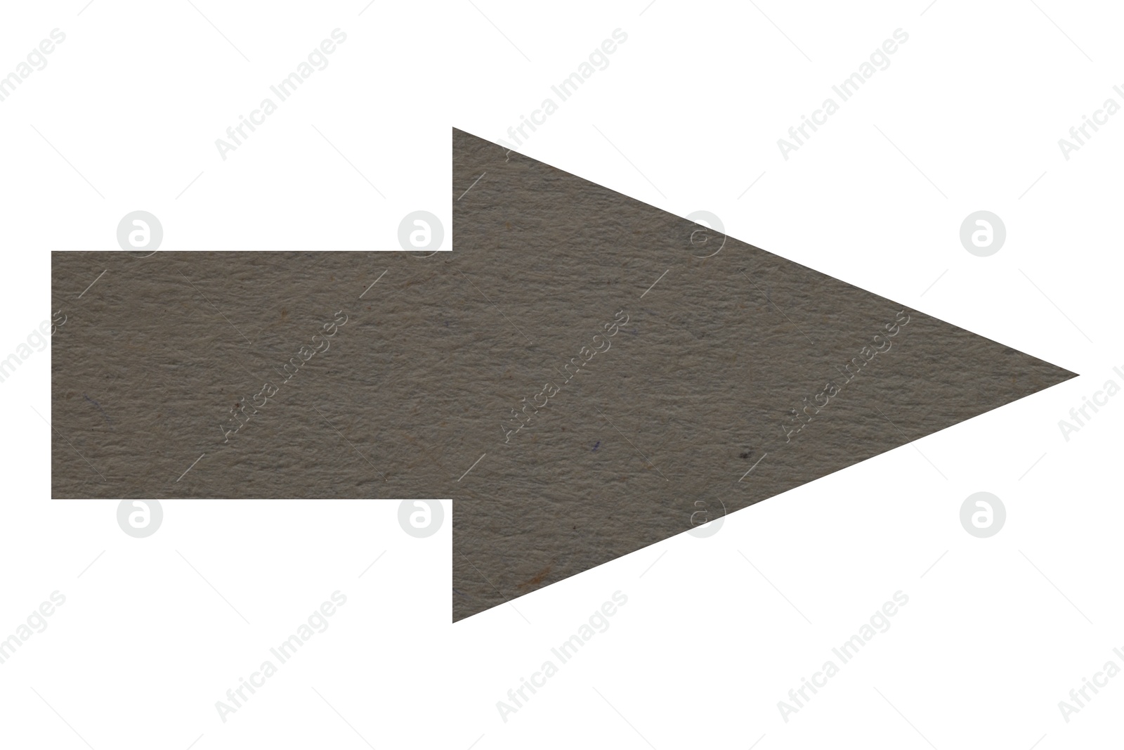 Image of Arrow with texture of beige grey paper isolated on white