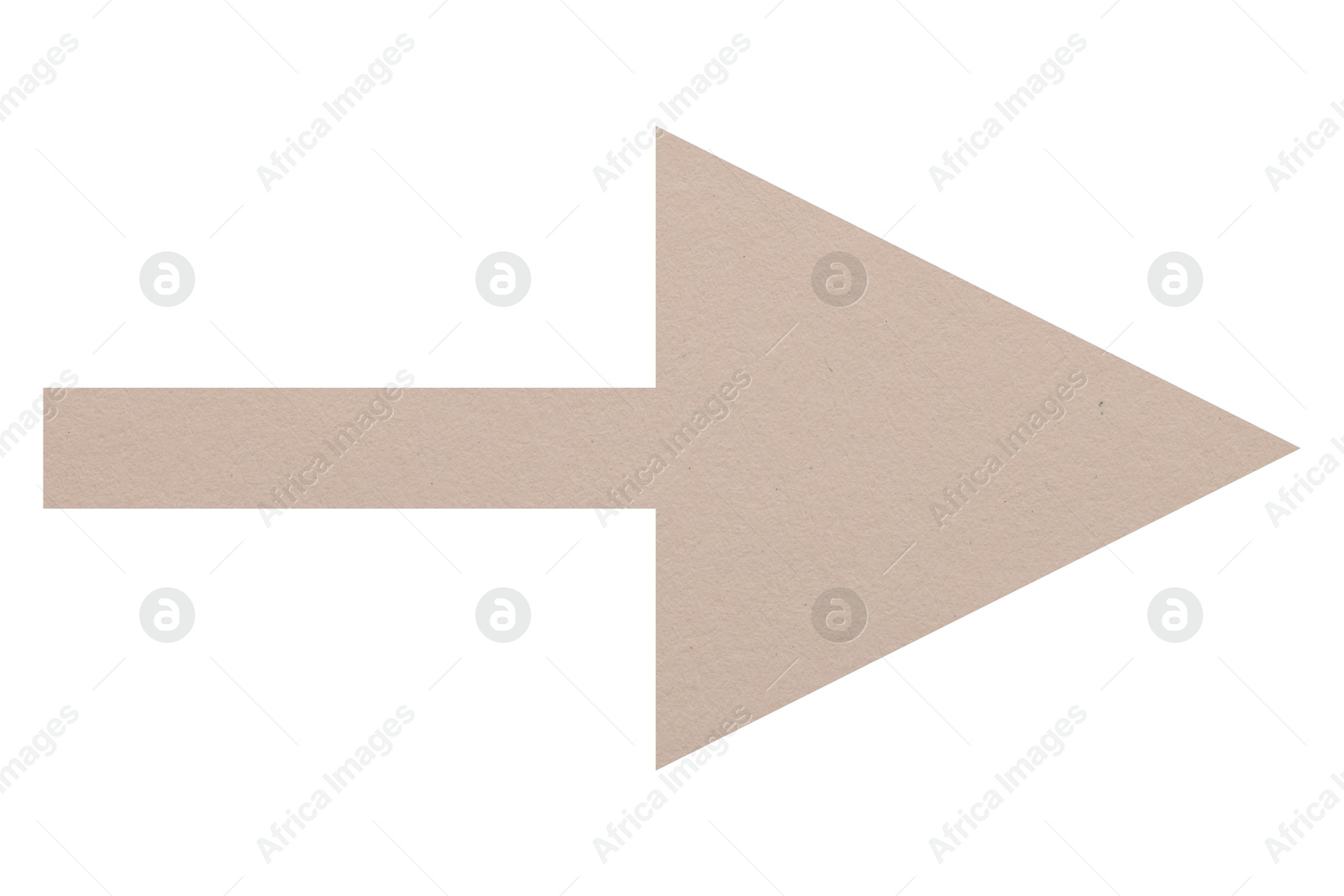 Image of Arrow with texture of beige paper isolated on white