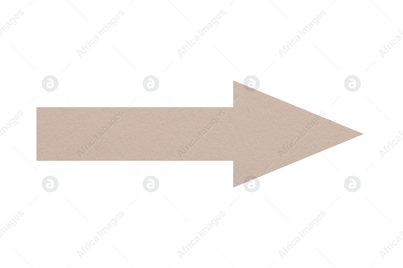 Image of Arrow with texture of beige paper isolated on white