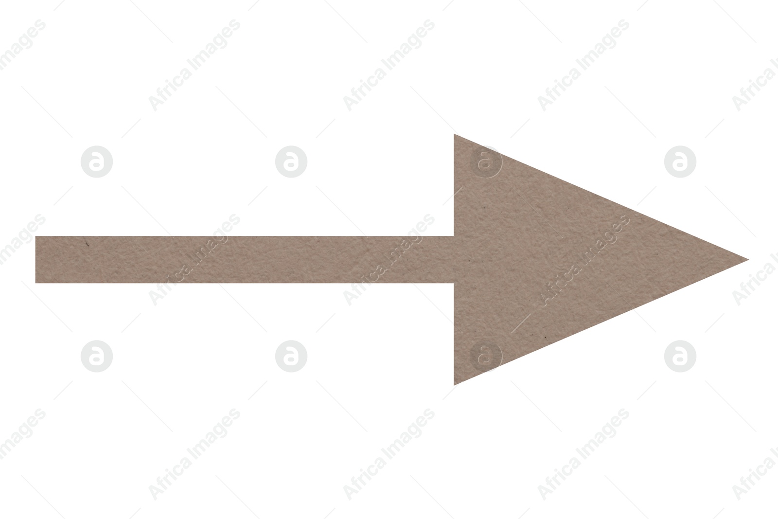 Image of Arrow with texture of dark beige paper isolated on white