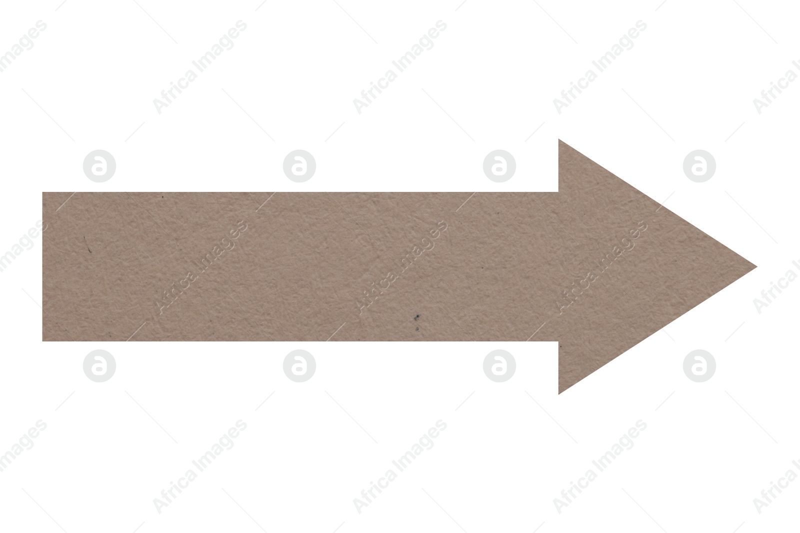 Image of Arrow with texture of dark beige paper isolated on white