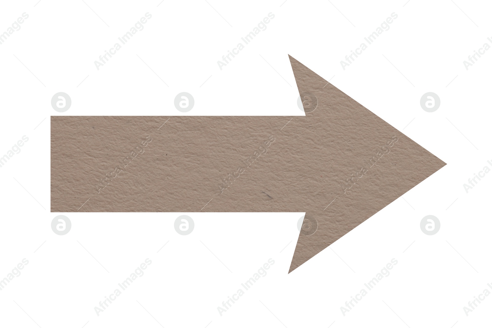 Image of Arrow with texture of dark beige paper isolated on white