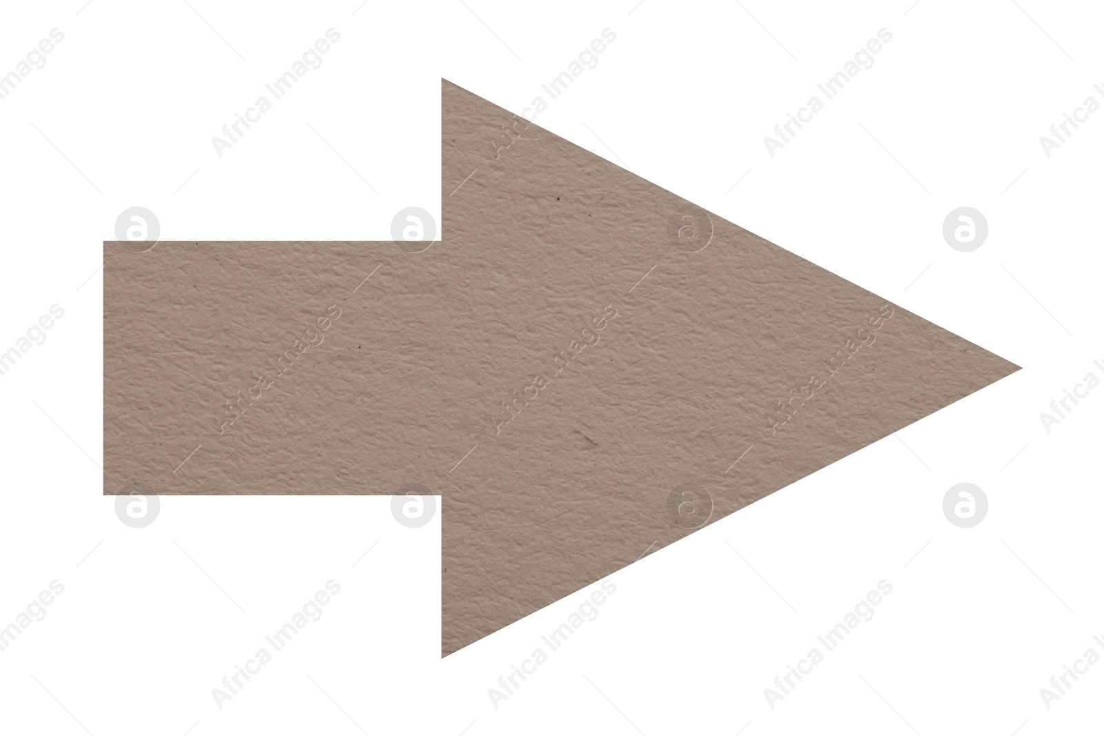 Image of Arrow with texture of dark beige paper isolated on white