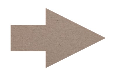 Image of Arrow with texture of dark beige paper isolated on white