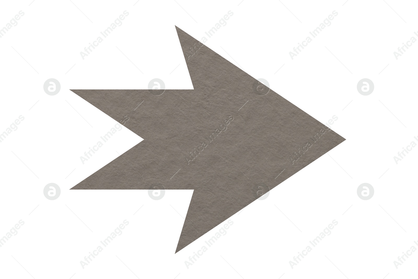 Image of Arrow with texture of beige grey paper isolated on white