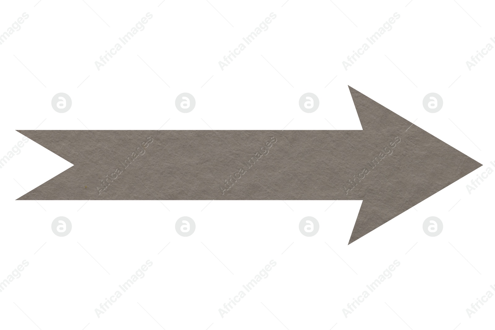 Image of Arrow with texture of beige grey paper isolated on white