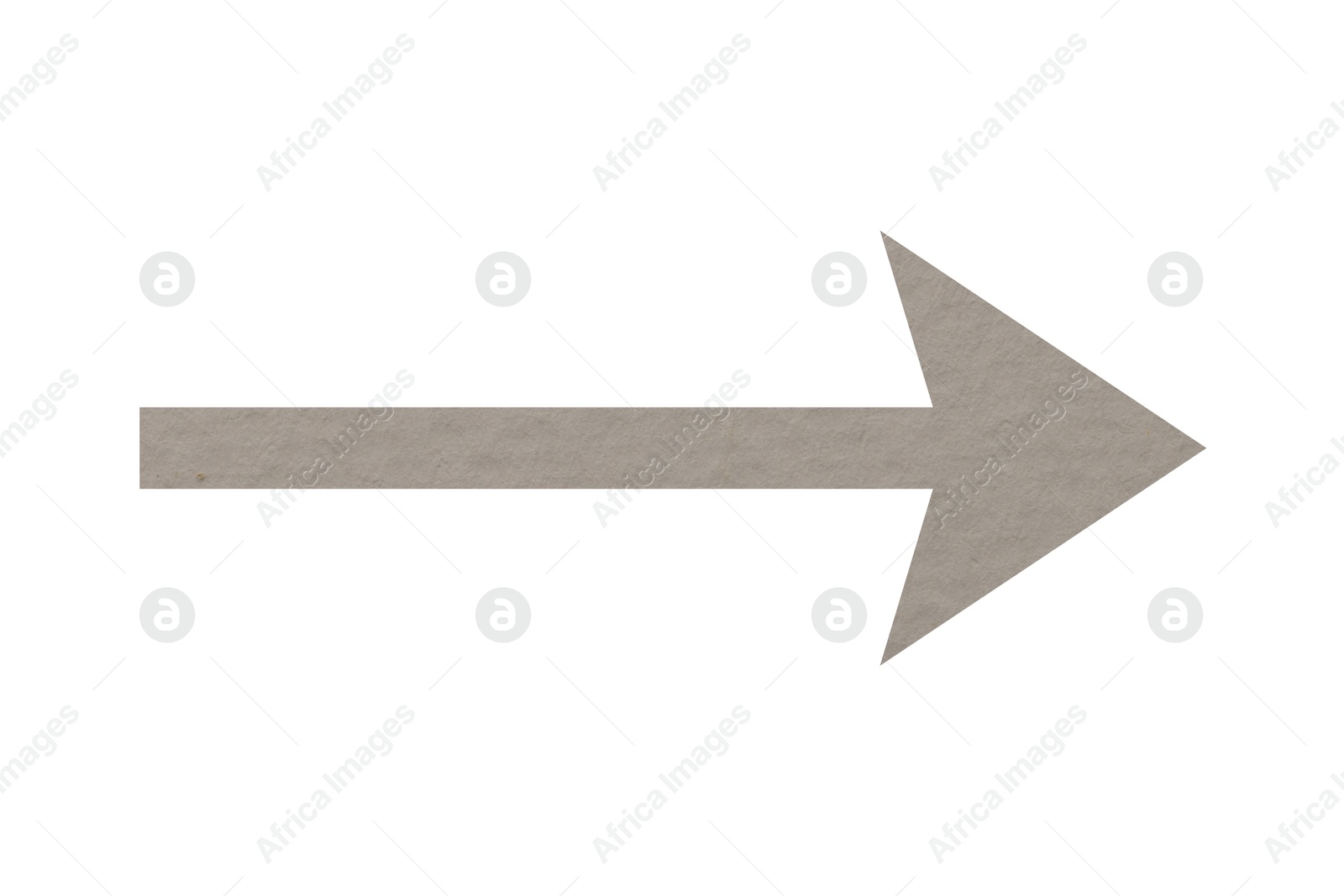 Image of Arrow with texture of beige grey paper isolated on white