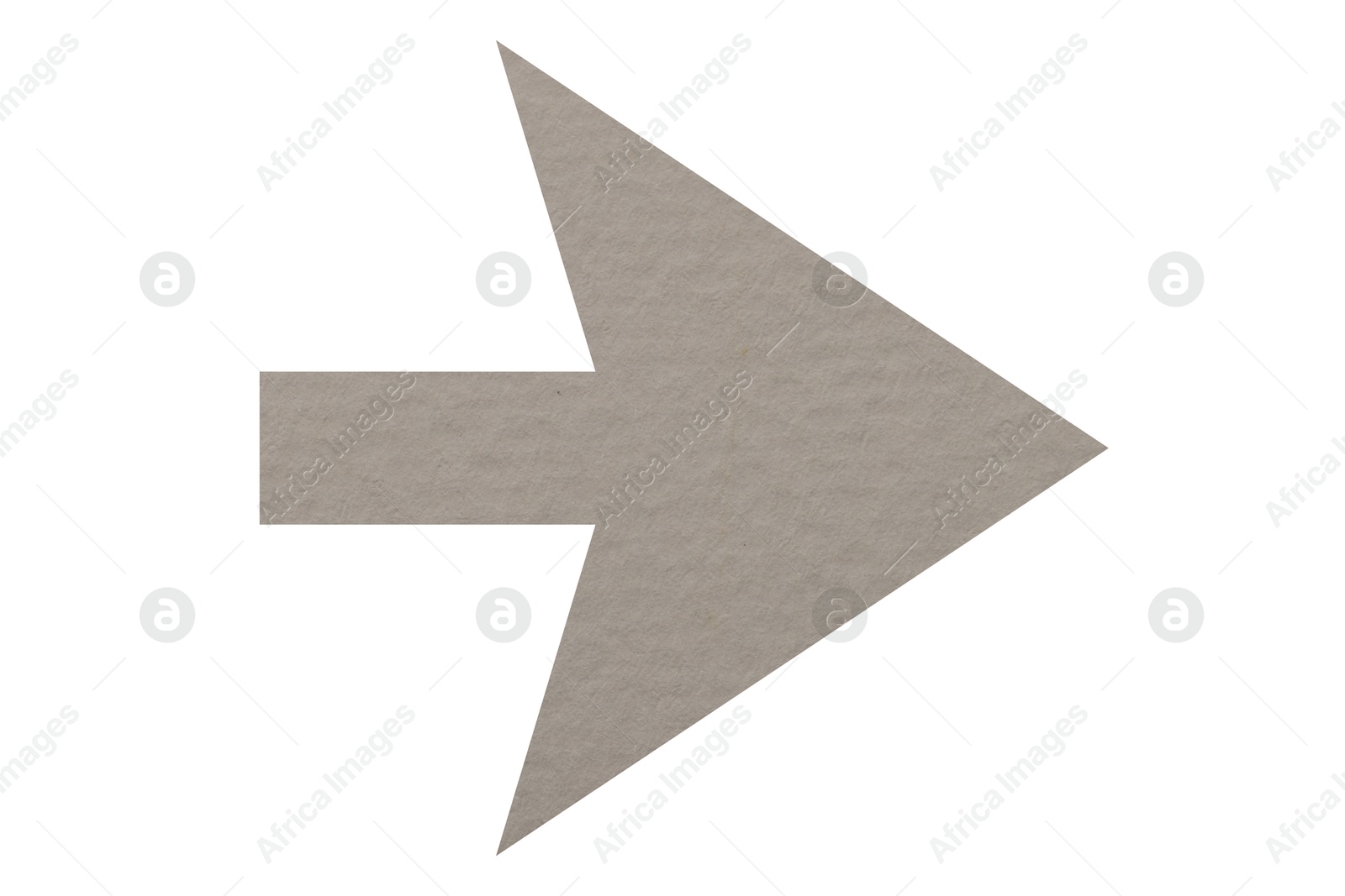 Image of Arrow with texture of beige grey paper isolated on white