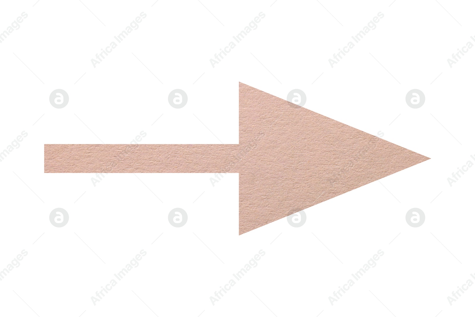 Image of Arrow with texture of pink beige paper isolated on white