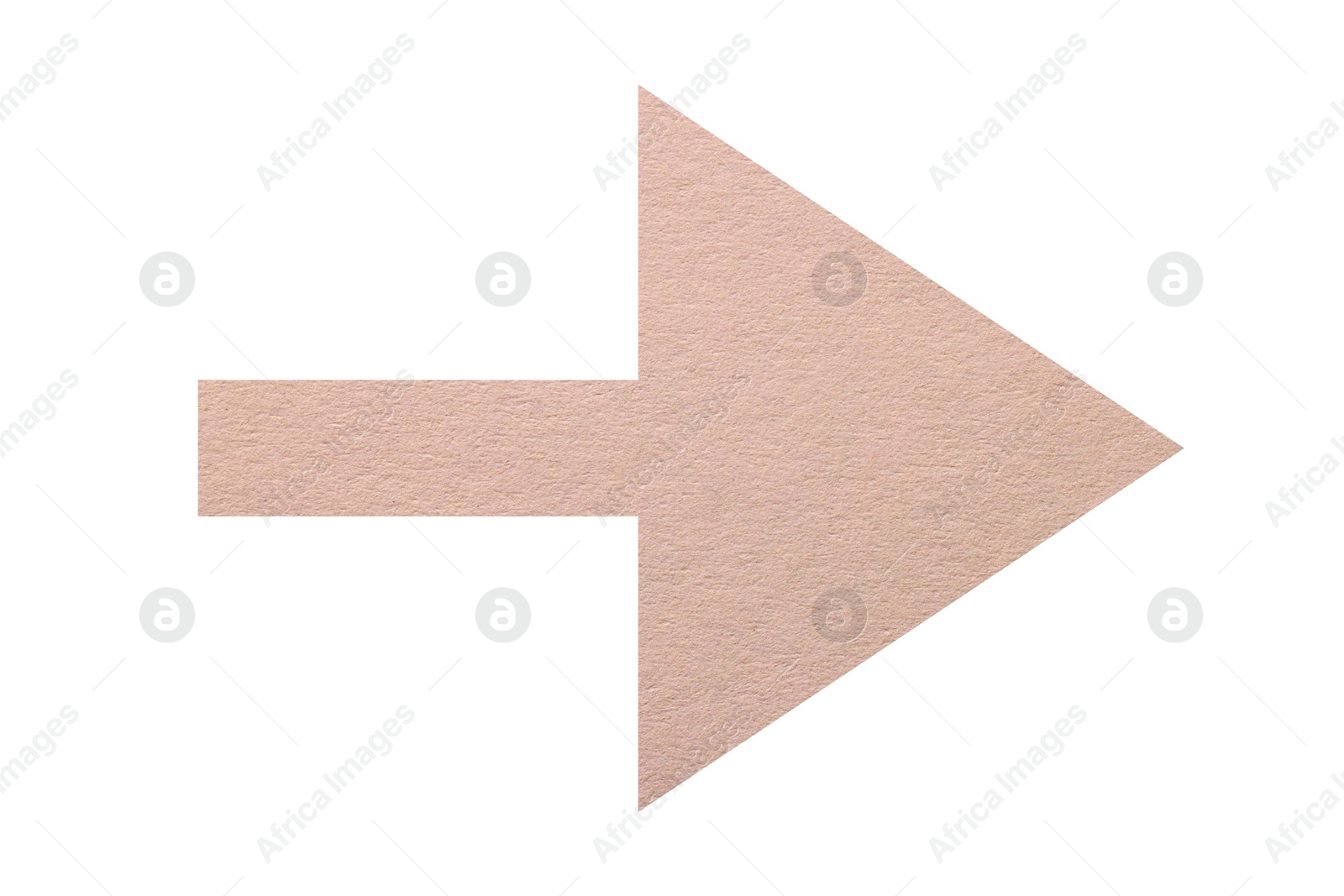 Image of Arrow with texture of pink beige paper isolated on white