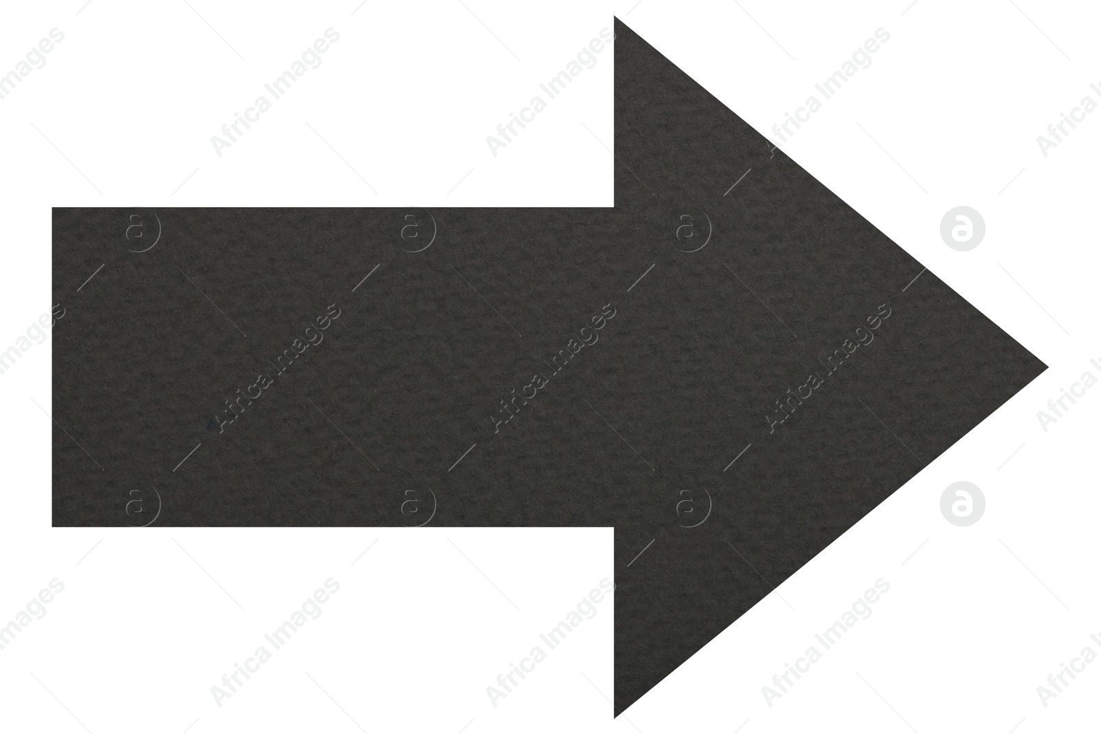 Image of Arrow with texture of dark grey paper isolated on white