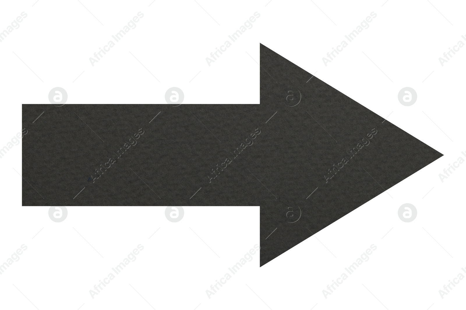 Image of Arrow with texture of dark grey paper isolated on white